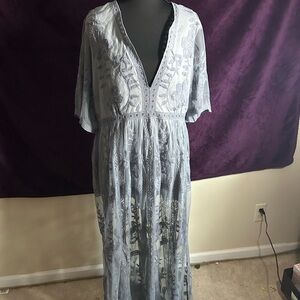 Amazon Light Blue Lace Maxi Dress